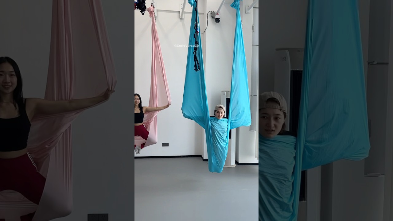 She Gets Stuck During Aerial Yoga 🤸‍♀️