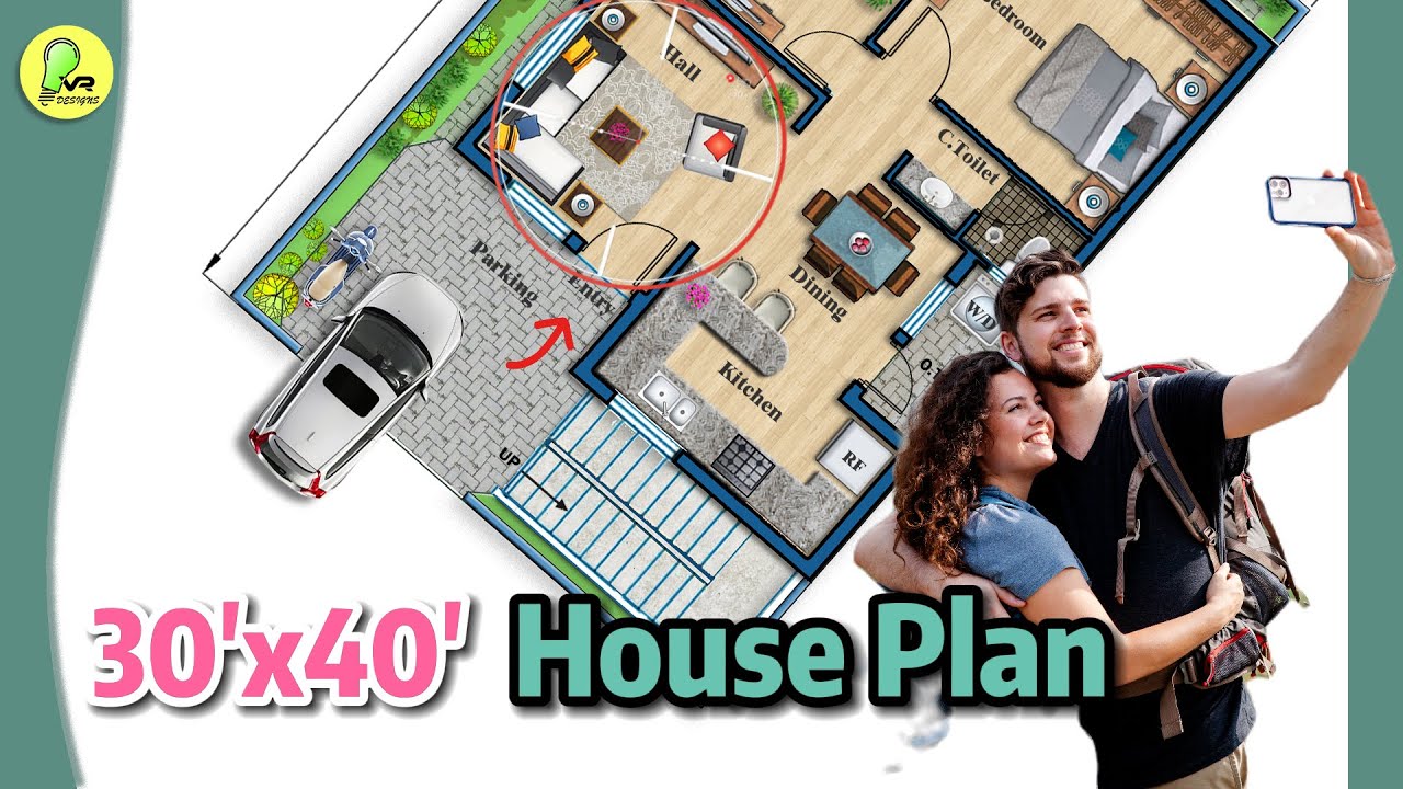 30Γ40 2BHK House Plan with Parking & Wash π