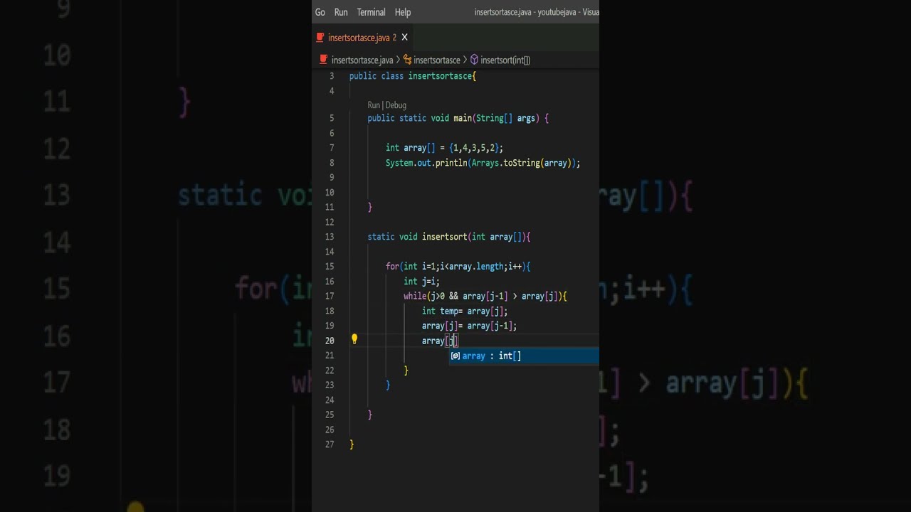 Insertion sort in Ascending order | Insertion sort | Java Programming | @snehacodes7132