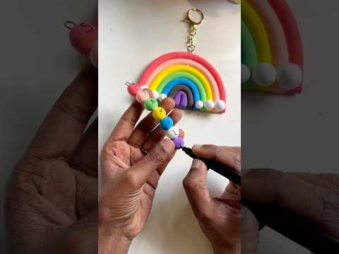 DIY rainbow keychain 🌈#shorts #youtubeshorts #diy #clay #rainbow
