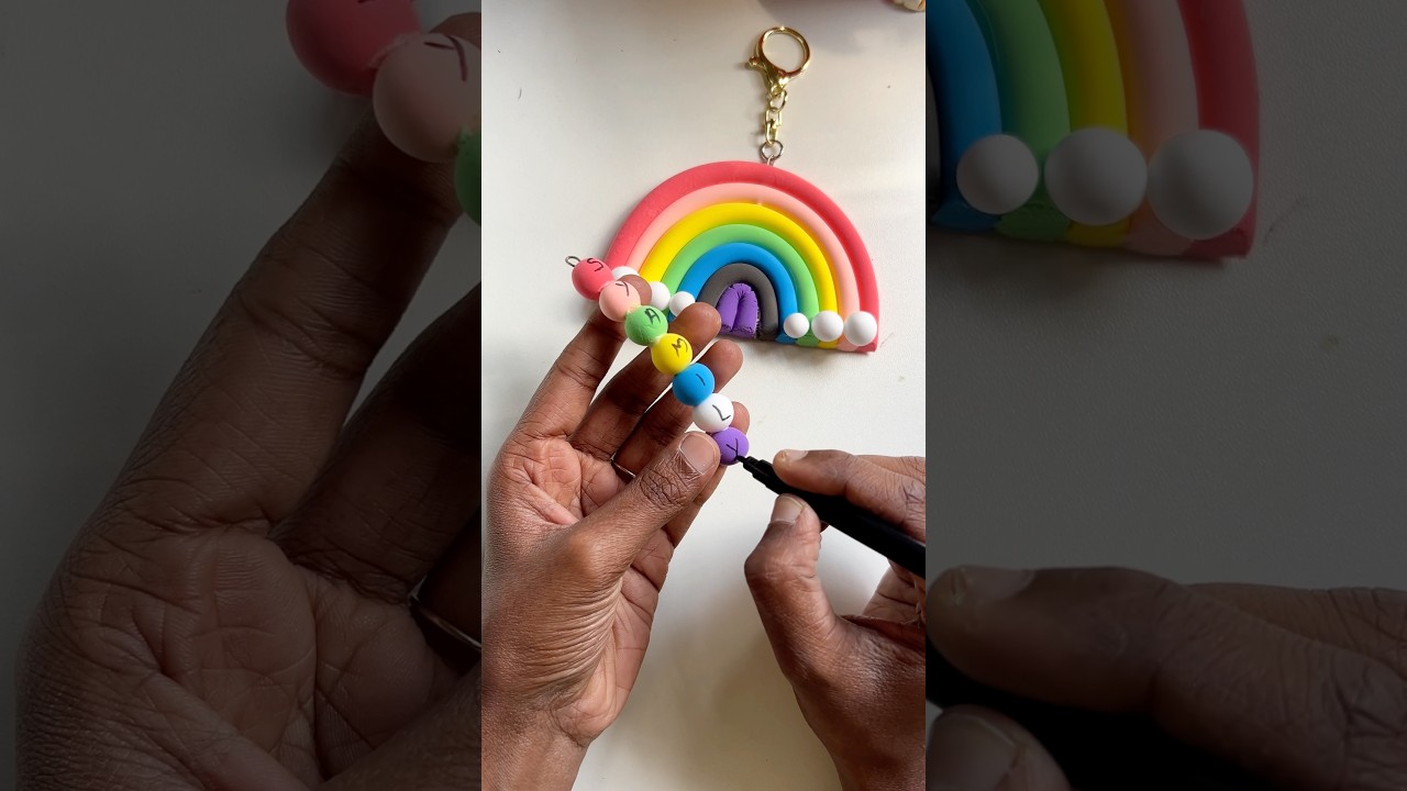 Create a Colorful Clay Rainbow Keychain ๐ | Easy DIY Tutorial