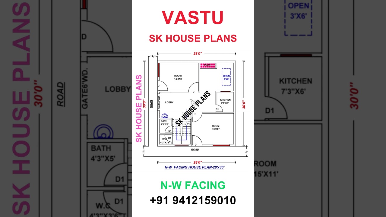 North-West Vastu Home Design 28x30 ft (840 sqft)