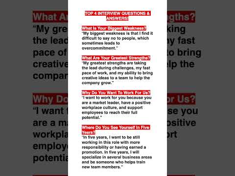 TOP 4 INTERVIEW QUESTIONS & ANSWERS! (How to ANSWER COMMON Interview Questions!) #interviewquestions