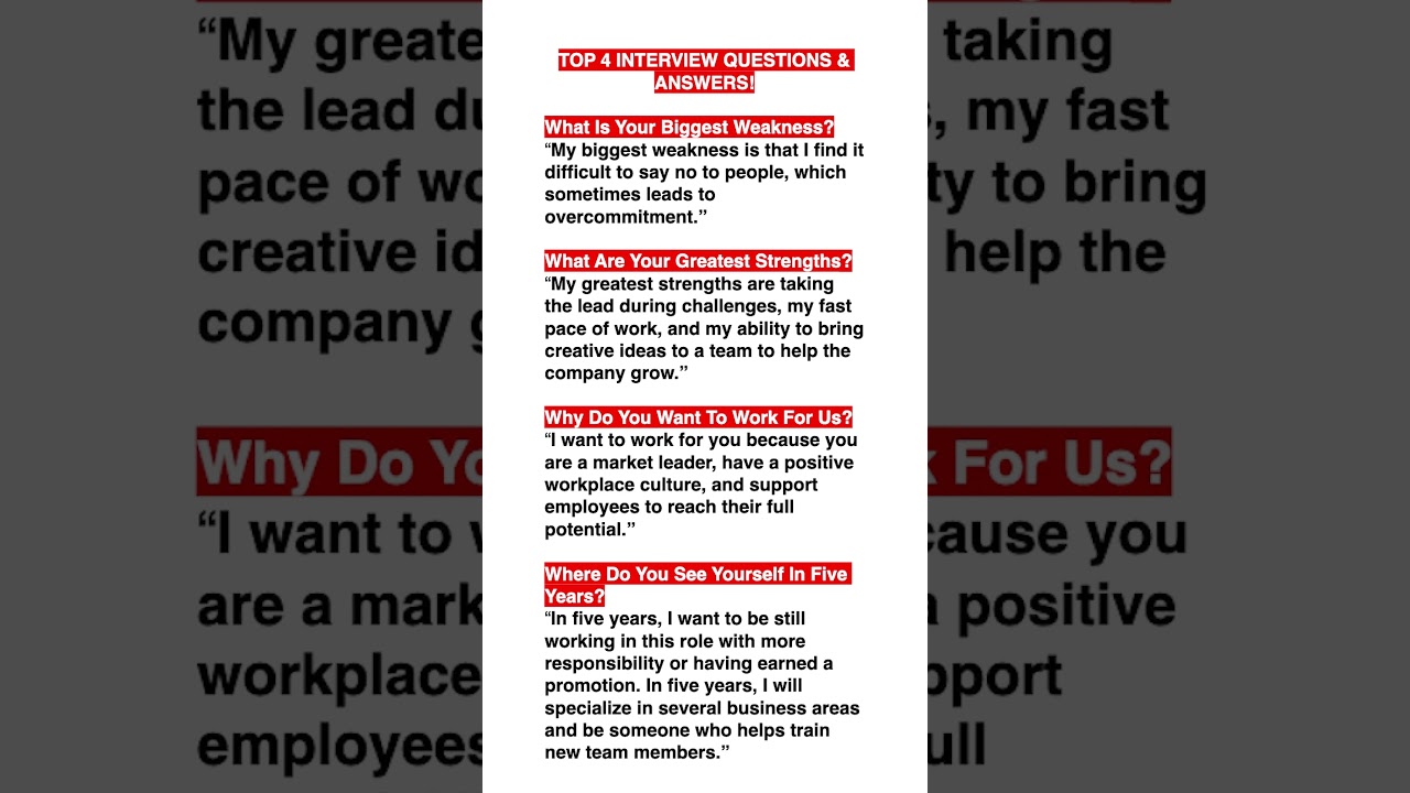 TOP 4 Master the Top 4 Interview Questions & Nail Your Next Job! ✨