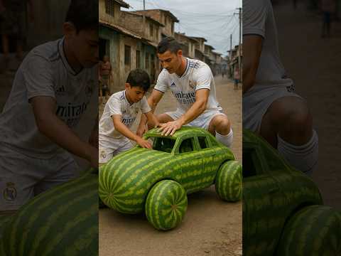 They destroyed the watermelon car that Ronaldo and his son had built. 😢 #ronaldo #messi