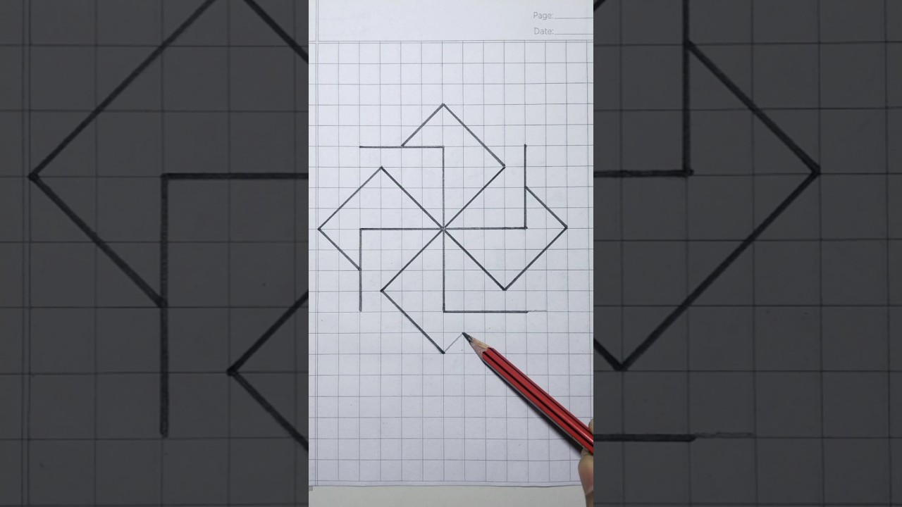 Simple 3D Illusion Drawing on Graph Paper βοΈ