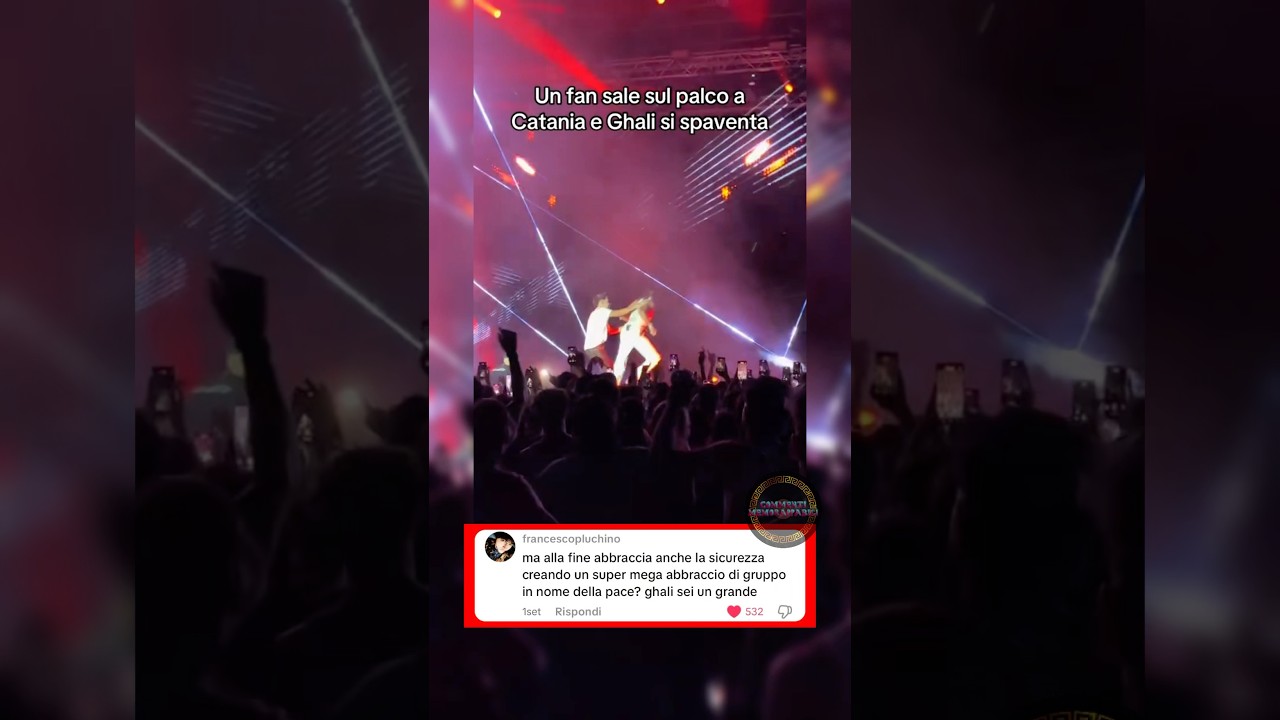Fan invade stage and startles Ghali during Catania concert ๐ฑ
