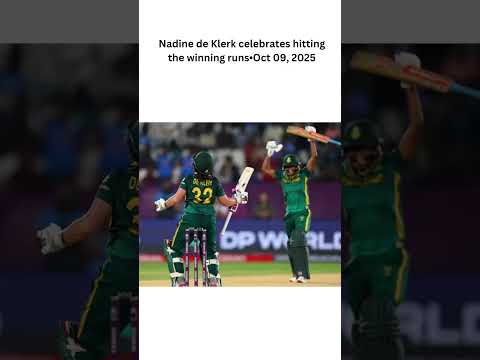 Nadine de Klerk celebrates hitting the winning runs• #cricketnews #cwc2025