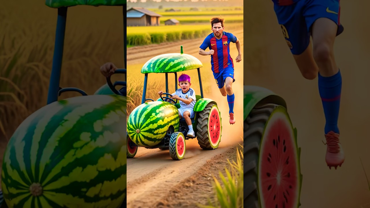 Messi Causes Chaos by Stealing Ronaldo's Son's Watermelon Plow! 😲