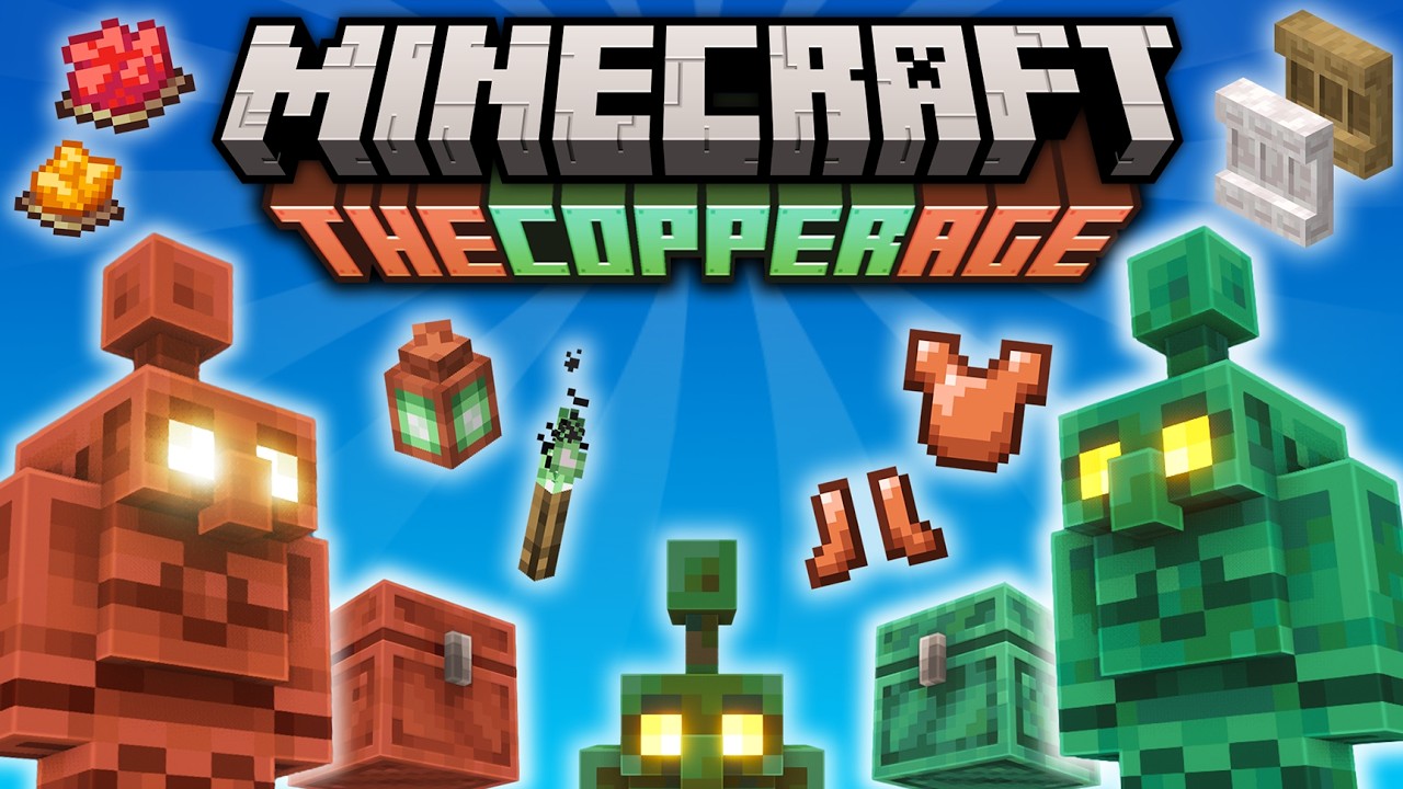Minecraft 1.21.9 Copper Age Update : Copper Golem, New Shelves and Copper Blocks