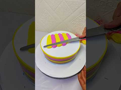 pink and yellow colour ful cake Design #shorts#feed#tending#cake#virals#video#youtubeshorts