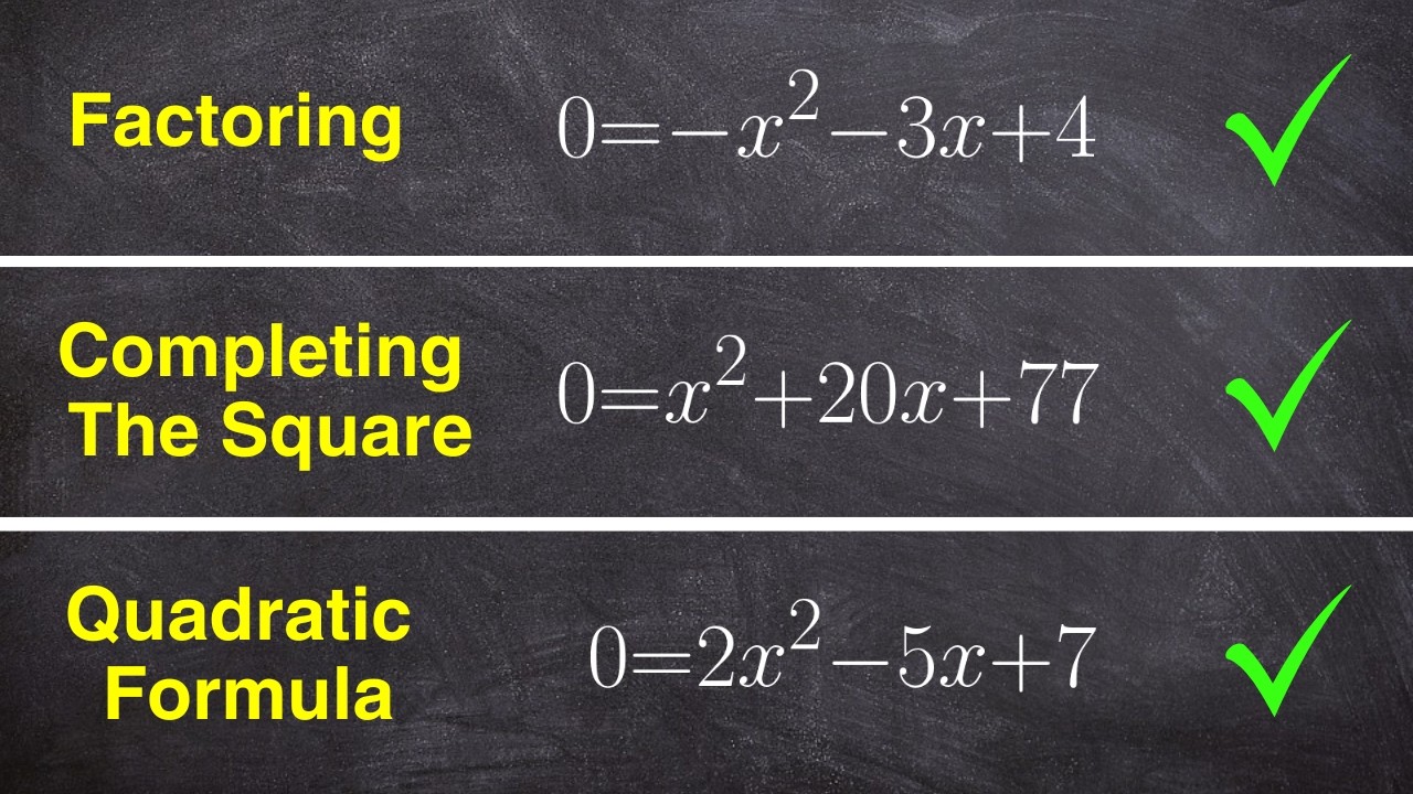 Comparing Methods for Solving Quadratic Equations: Factoring, Completing the Square, and the Quadratic Formula