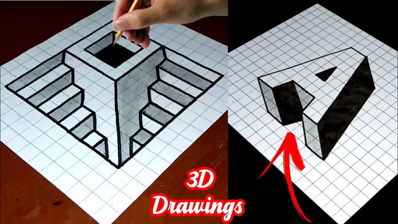 Simple 3D Drawings on Graph Paper 🎨