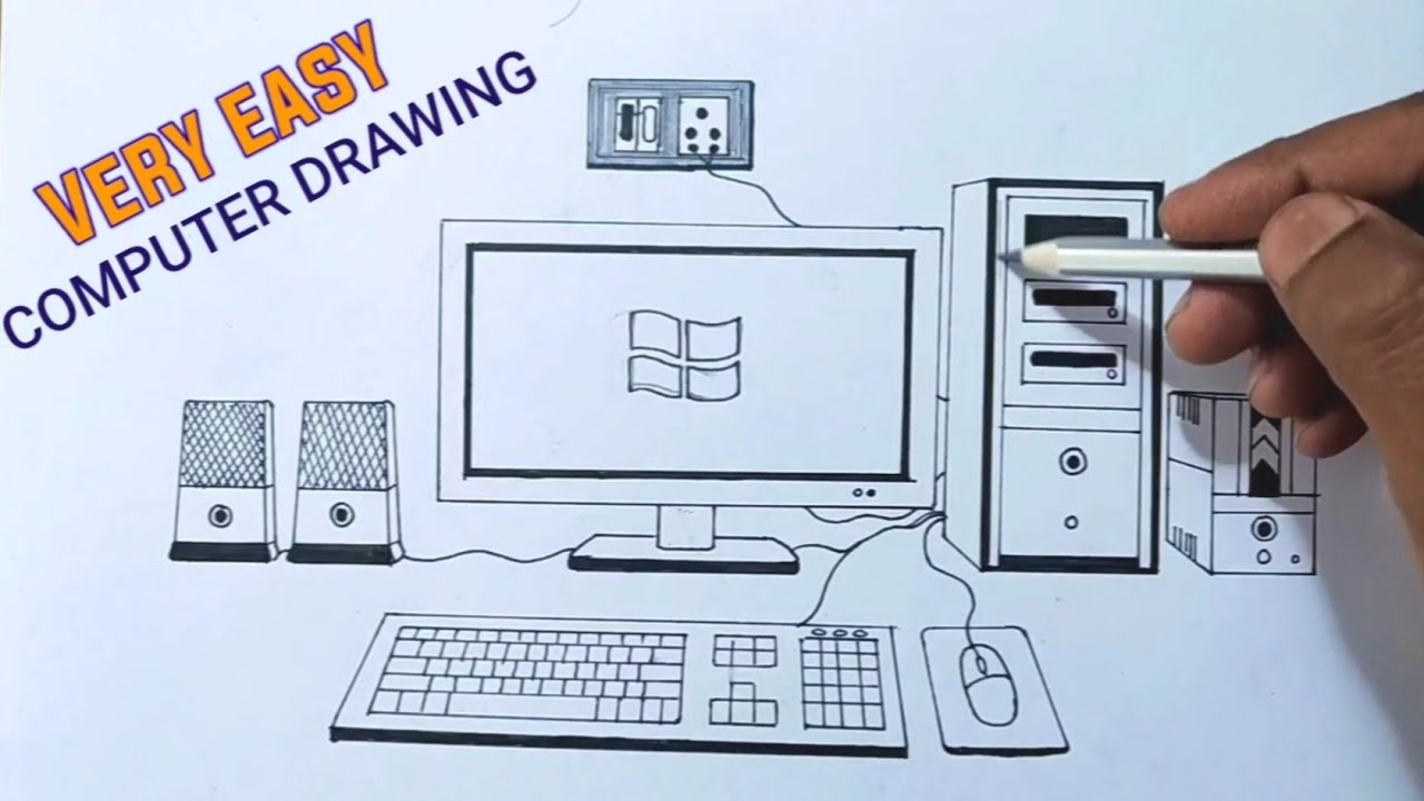 Easy Step-by-Step Desktop Computer Drawing 🖥️