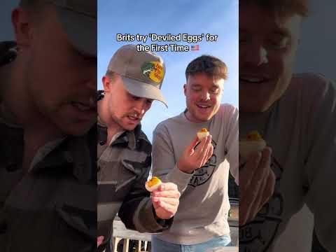 Brits try Deviled Eggs for the FIRST TIME! #british #america #reaction