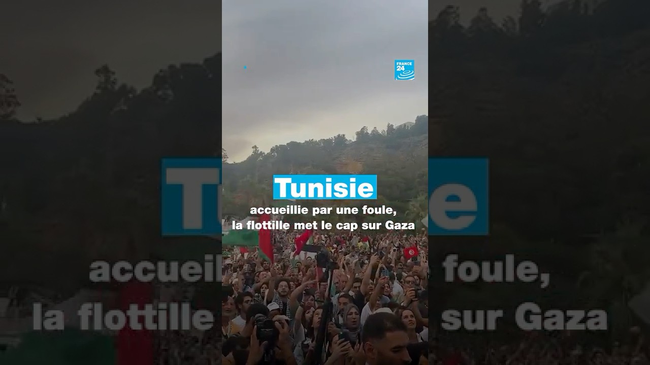 Tunisie : Une foule accueille la flottille en route vers Gaza 🚢