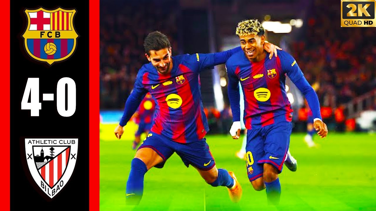 Barcelona 4-0 Athletic Bilbao Highlights 🌟