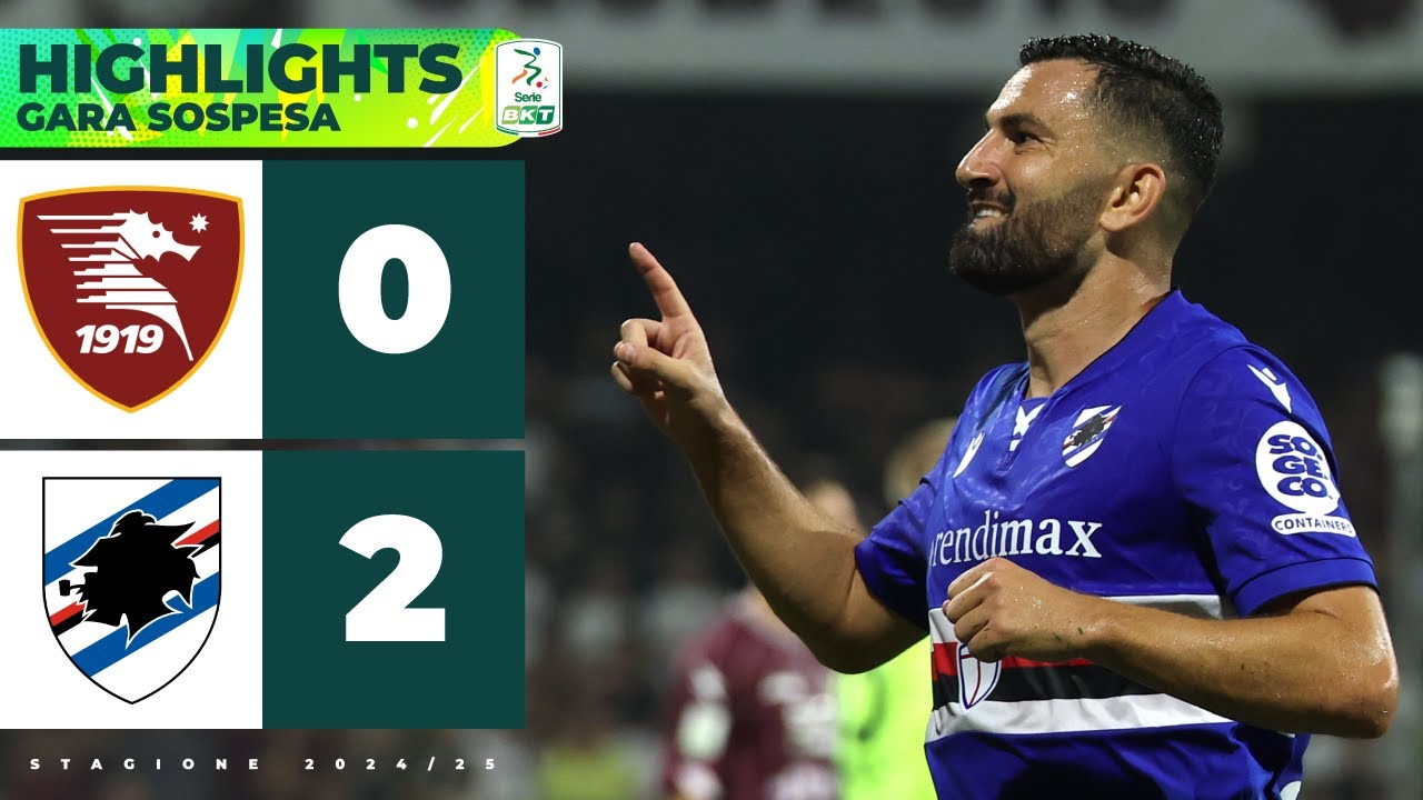 Salernitana vs Sampdoria Playout Return Match Suspended at 0-2 ⚽