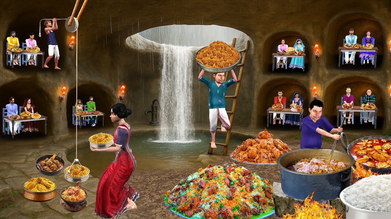 Biryani Lover और Confused Waiter की मजेदार गुफा कहानी 🍽️ | हिंदी मजेदार कहानियाँ