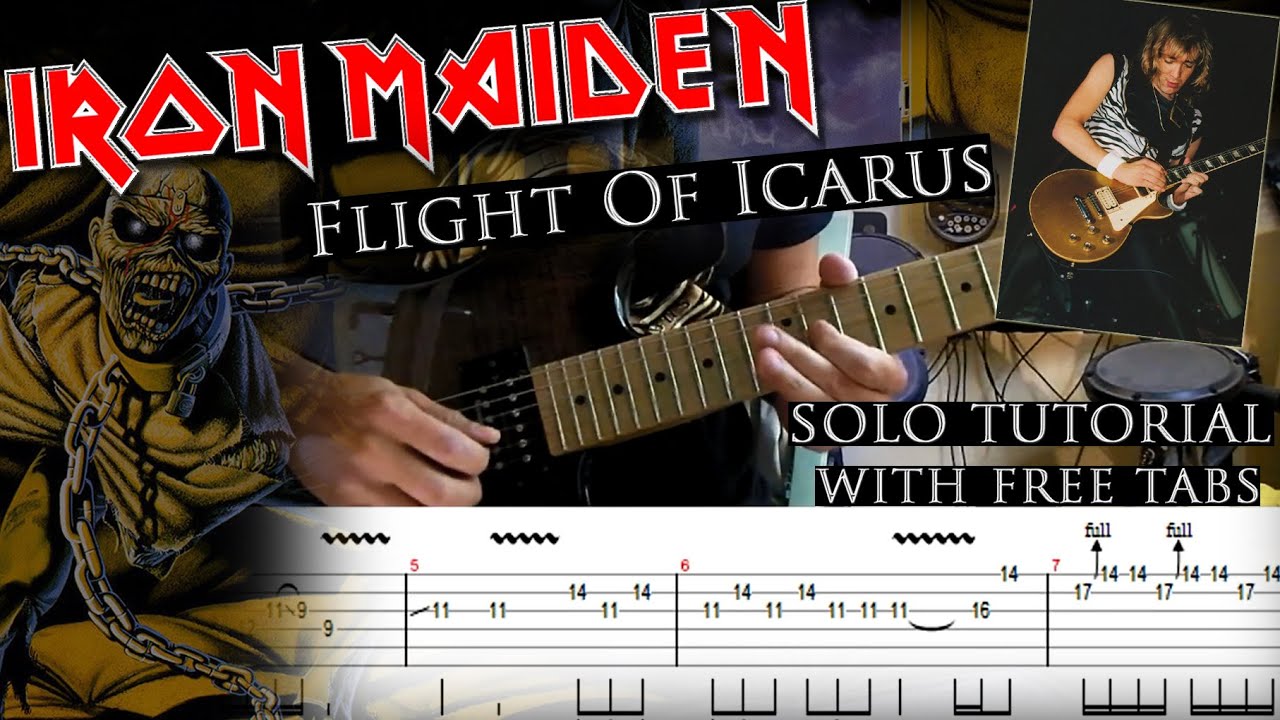How to play Adrian Smith's solos #22 Flight Of Icarus (with tablatures and backing tracks)