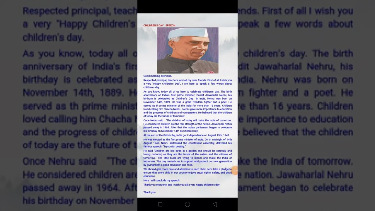 Inspiring Children's Day Speech for November 14th ๐ฎ๐ณ