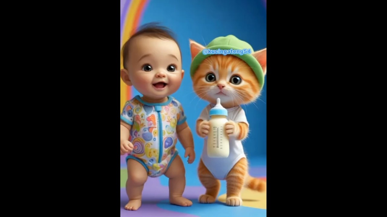 Kucing dan Bayi Menari Bersama