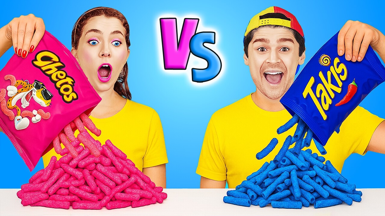 123GO! Blue vs Pink Food Challenge 🩷💙