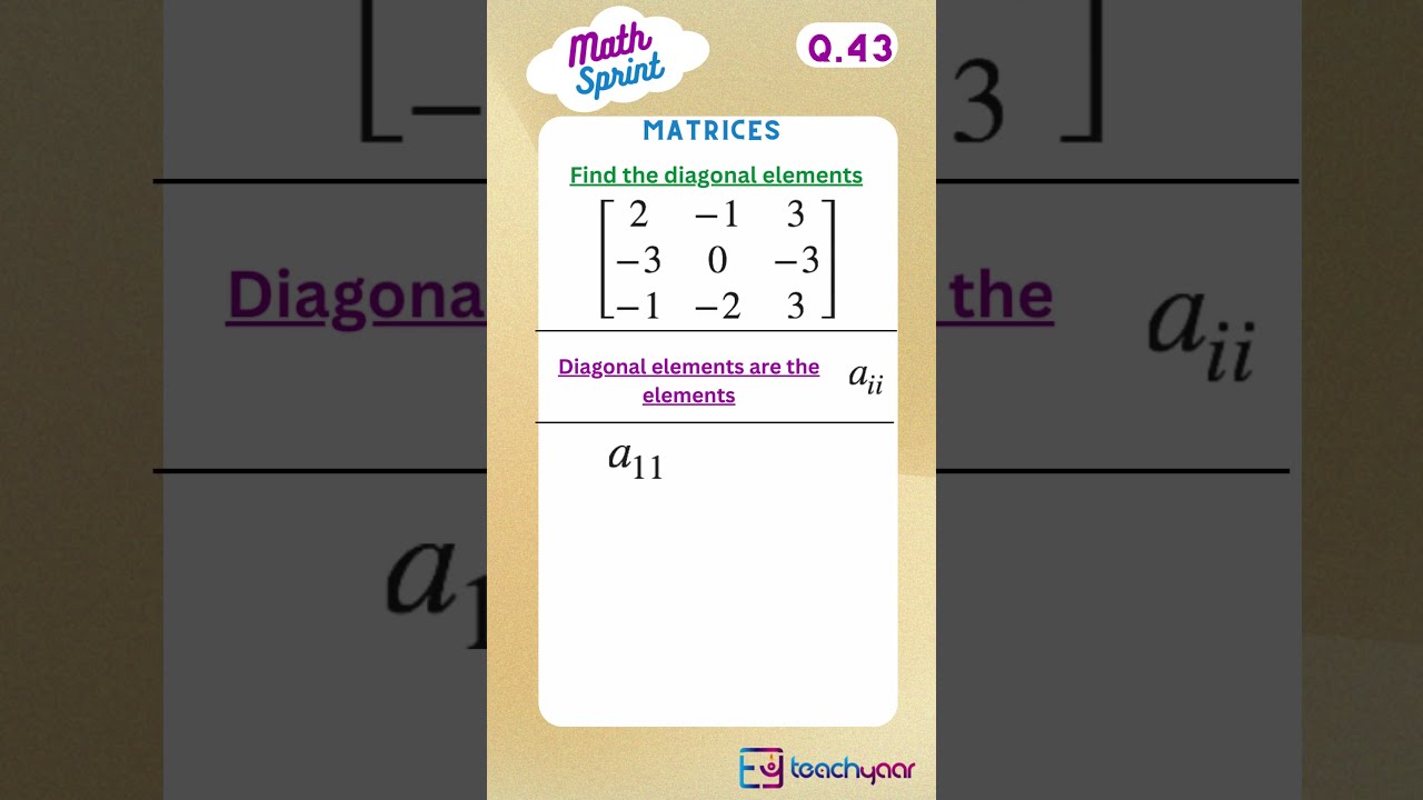 Mastering Matrix Diagonals: How to Identify Diagonal Elements ๐งฎ