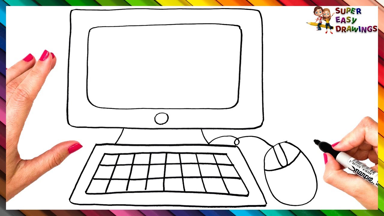 Easy Step-by-Step Guide to Drawing a Computer 🖥️