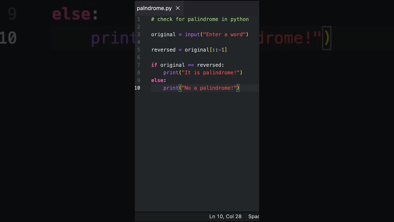 Python Palindrome Check π #shorts