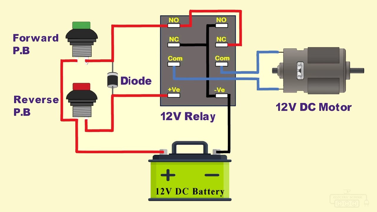 12V DC Motor Forward & Reverse Wiring Diagram