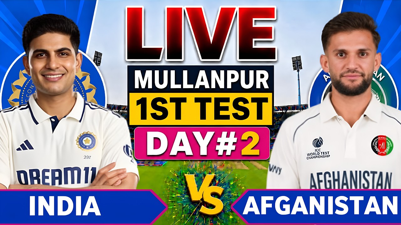 🔴LIVE : Ind vs Afg 1st Test Day 2 | India vs Afganistan | Ind vs Afg live score & Commentary🎙️