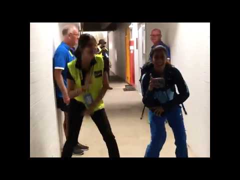 Jemimah Rodrigues busts moves with an off-duty security guard