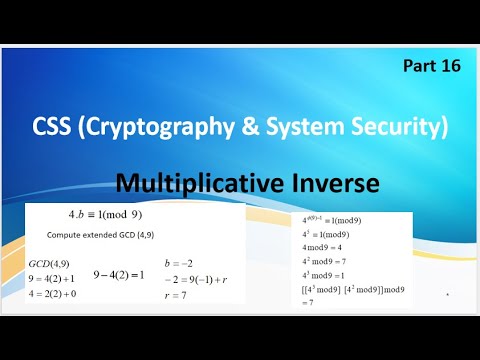 Video 16: Cryptography & System Security, Multiplicative Inverse
