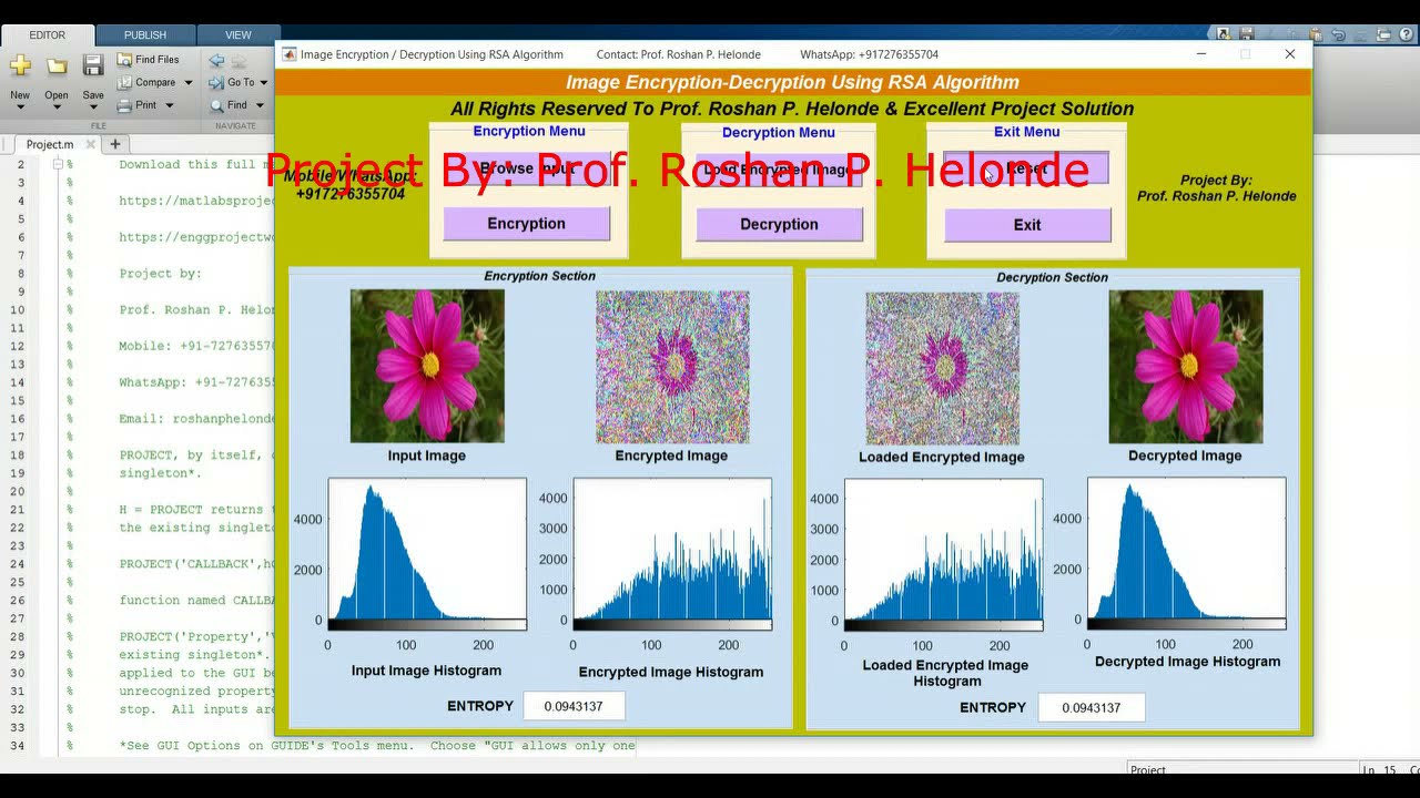 RSA Image Encryption and Decryption Project in MATLAB