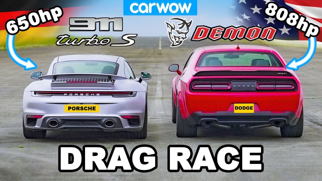 Dodge Challenger Demon vs Porsche 911 Turbo S 🚗
