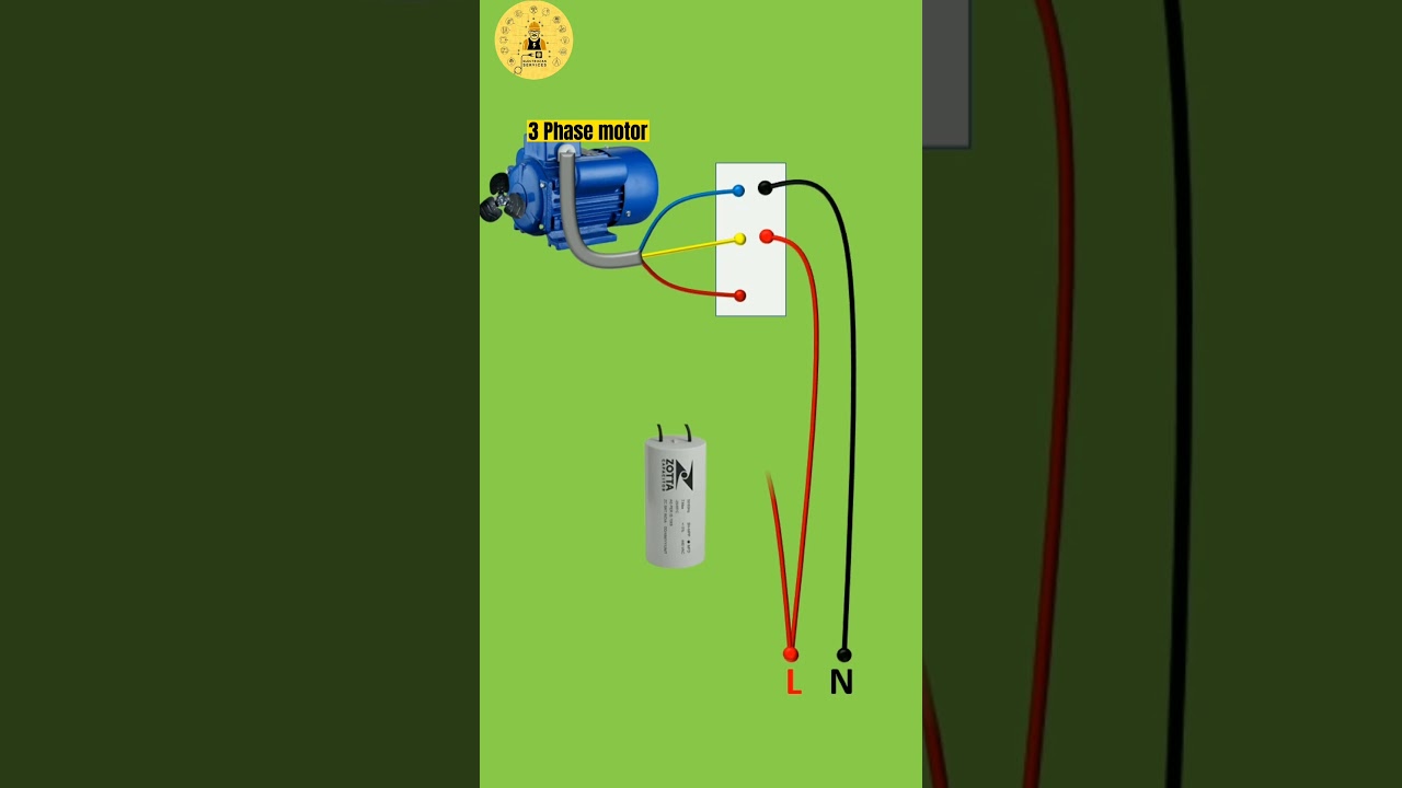 Run 3-Phase Motor on Single Phase with Capacitor ⚡