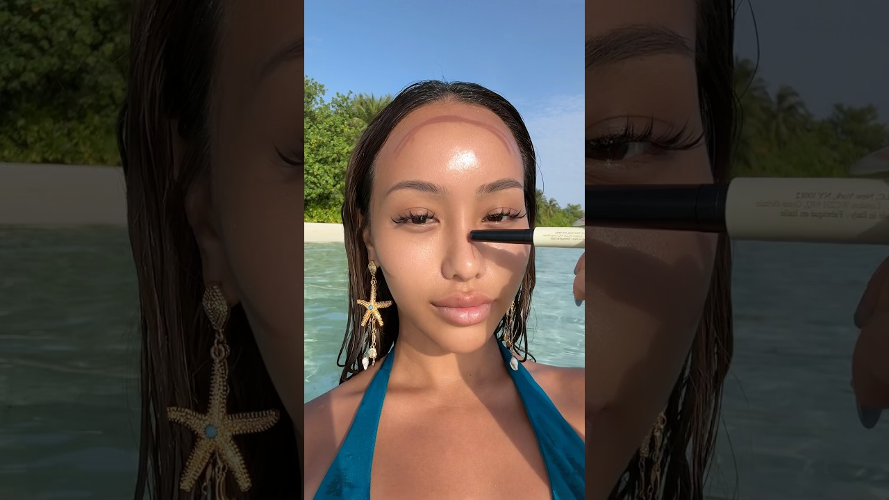 Playing mermaid in the ocean 🧜🏼‍♀️🫧 #makeup