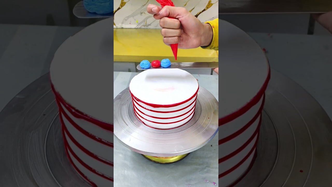 Viral Blue & Red Cake Design 🍰