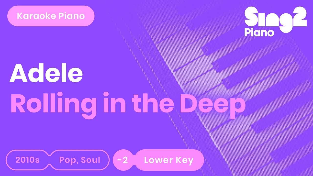 Adele - Rolling In The Deep (Lower Key) Piano Karaoke with Lyrics