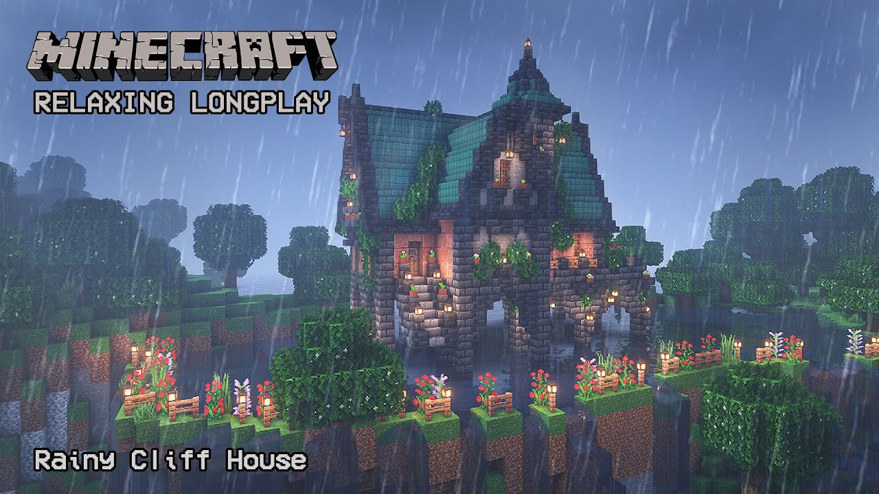 Minecraft Relaxing Longplay: Cozy Cliff Cottage 🌧️