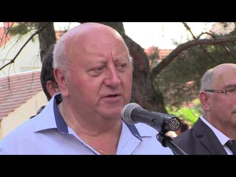 RATÍŠKOVICE-"Duchaplná" řeč místního faráře Jiřího Čekala při odhalení pomníku J. Kotáskovi