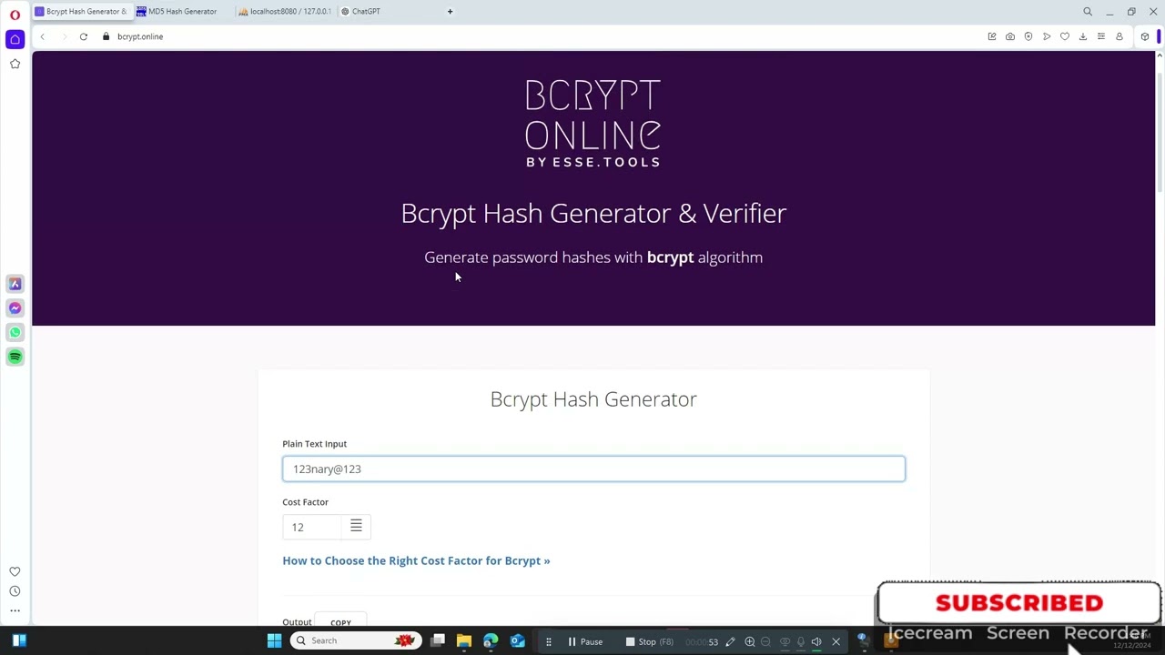 Bcrypt vs MD5 Hash Generator 🔐