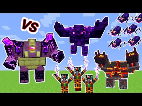 Ender Guardian Vs. Netherite Monstrosity and other L'_Ender's Cataclysm Monsters in Minecraft