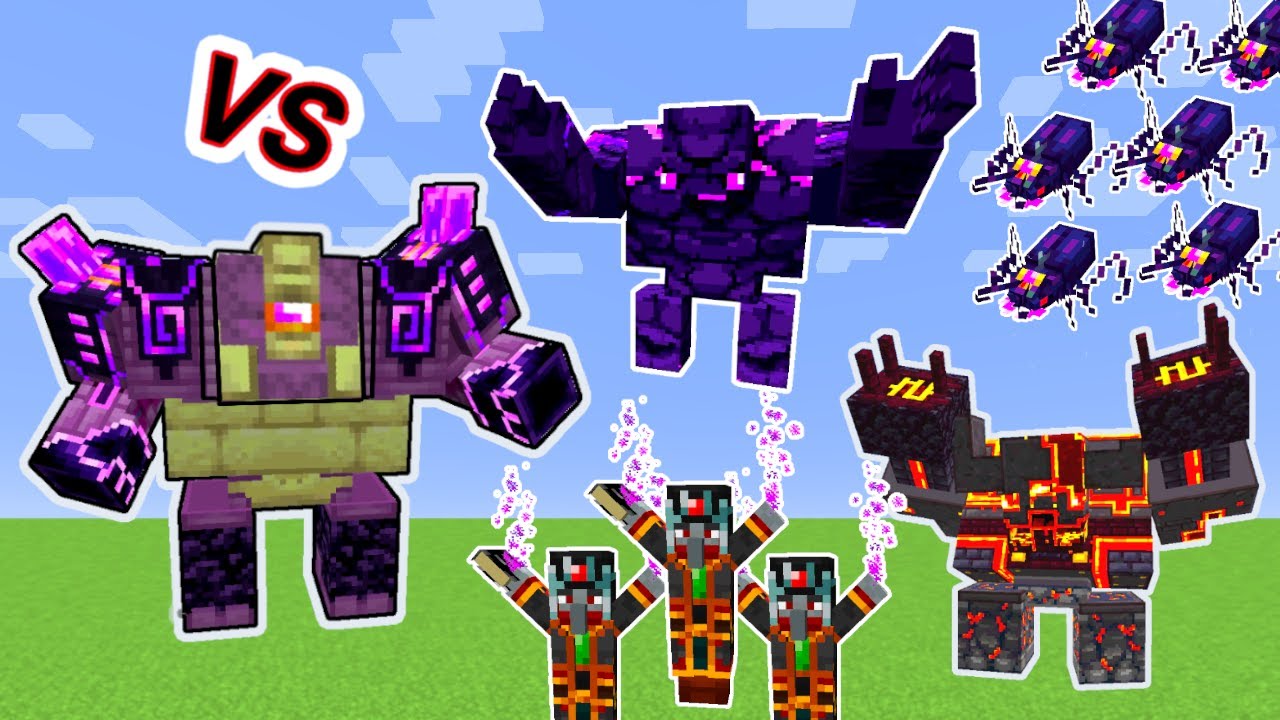 Ender Guardian vs. Netherite Monstrosity and Other L'Ender's Cataclysm Monsters in Minecraft