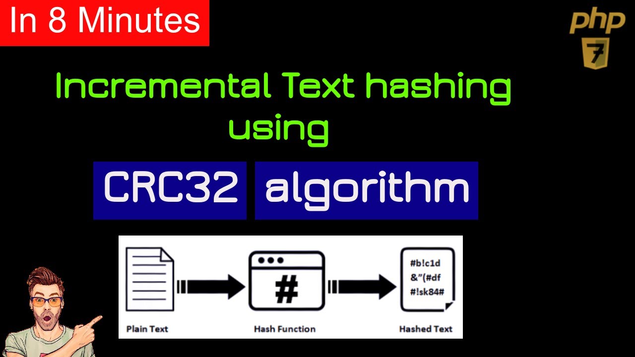 coding incremental hashing using crc32 algorithm to generate 8 bits hash|crc32 algorithm|php hashing
