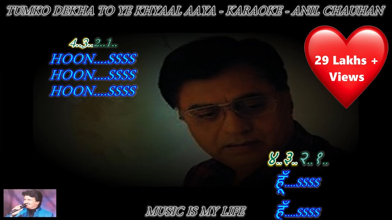 Tumko Dekha To Ye Khyaal Aaya - Karaoke With Scrolling Lyrics Eng. & हिंदी