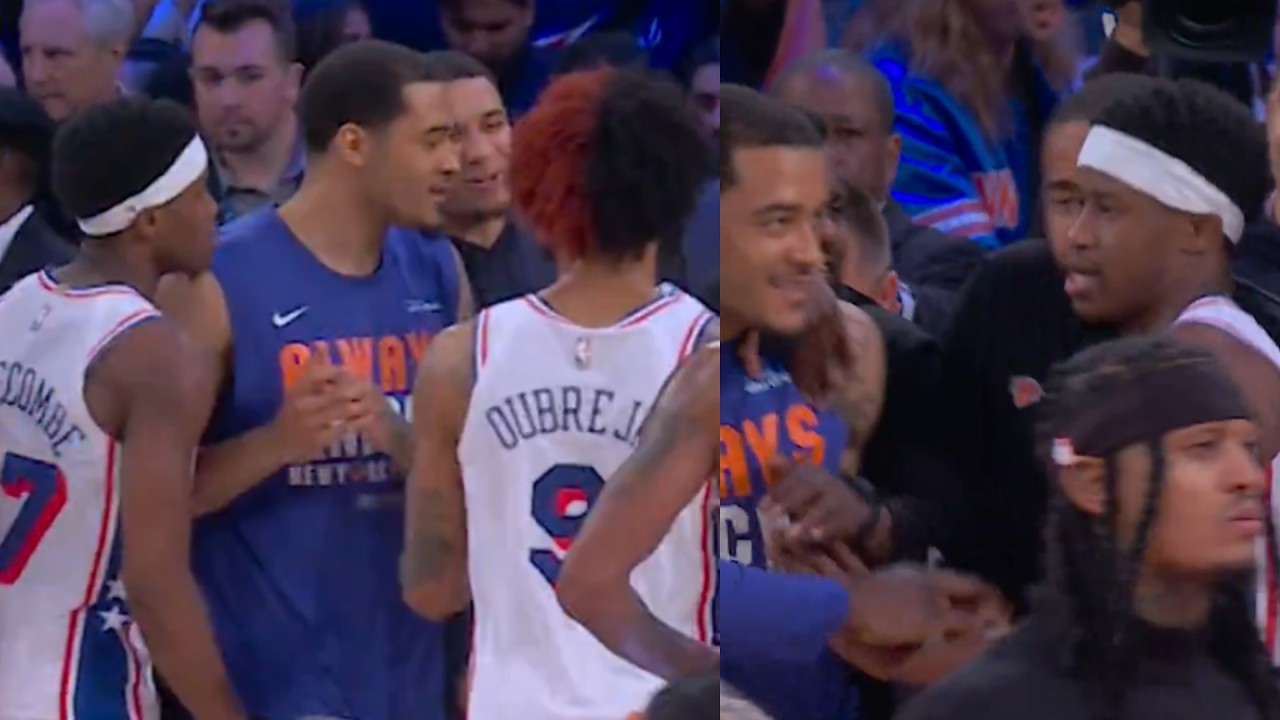 VJ Edgecombe and Jeremy Sochan get into it after Knicks vs 76ers Game 2