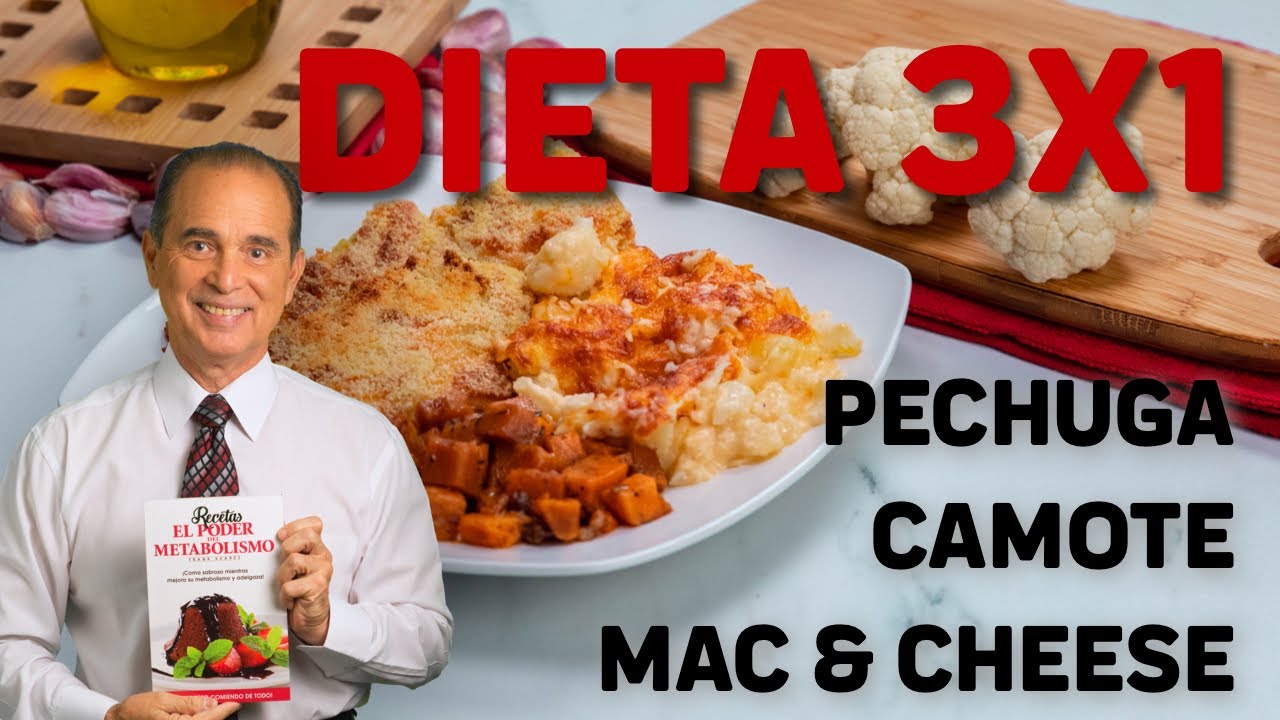 Receta Dieta 3x1 Pechuga Sabrosa con Camote y "Mac And Cheese" De Coliflor | Come Y Adelgaza 9