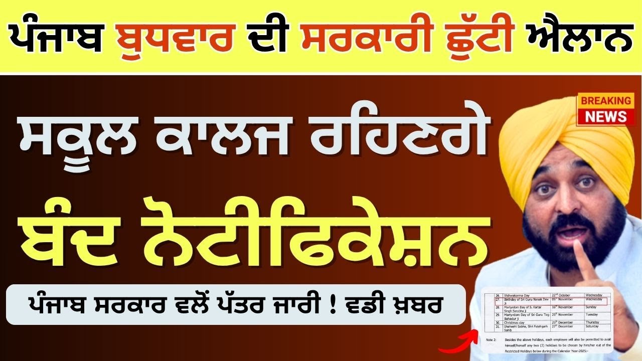 Punjab School & College Holidays 2025: Latest Updates & Important Dates 📅